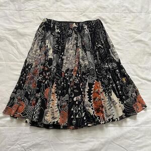 Tsumori Chisato silk Black and orange whimsical pattered fairy skirt Size 2